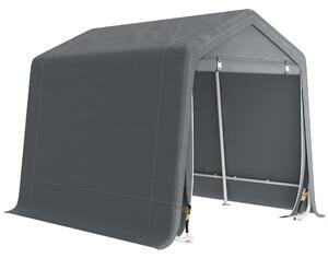 Outsunny 8 x 6.5 ft Outdoor Garden Storage Shed, Waterproof Bike Tent w/ Double Roll-up Zipper Door for Garden Tools, Dark Grey