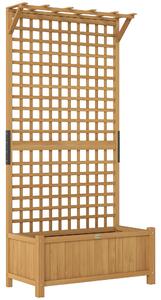 Outsunny Raised Bed with Drainage Holes, Wood Planter with Trellis for Climbing Plants to Grow Vegetables, Flowers, Yellow