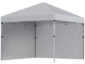 Outsunny 3 x 3 m Pop Up Gazebo, UPF 30+ Party Tent with 2 Sidewalls, Weight Bags and Wheeled Bag, Light Grey