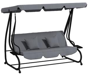 Outsunny Three-Person garden Swing Chair, with Adjustable Canopy - Light Brown