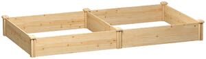 Outsunny Raised Garden Bed, Wooden Planter Box with Divider and Open Bottom for Flowers, Herbs, Vegetables, DIY Painting