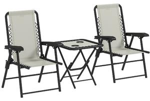 Outsunny Three-Piece Garden Table and Chair Set - Cream White