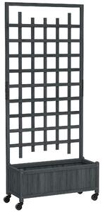 Outsunny Wooden Trellis Planter, Raised Garden Bed with Wheels, to Climb and Grow Vegetables, Herbs and Flowers, Grey