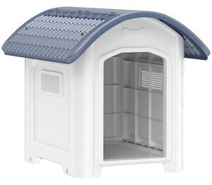 PawHut Outdoor Dog Kennel, Plastic Dog House with Removable Floor, Waterproof Roof, Raised Floor, 71 x 60 x 63 cm