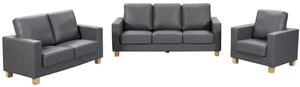 Caridad PU Leather Sofa Suite In Grey
