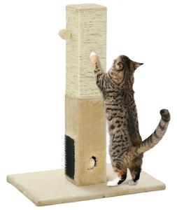 PawHut Interactive Cat Scratching Post, Jute Material with Carpet Base and Hanging Toy, Beige Aosom UK