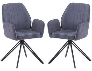 Arta Fabric Dining Chairs In Pair - Grey