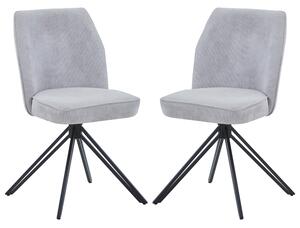 Arta Fabric Dining Chairs In Pair - Light Grey