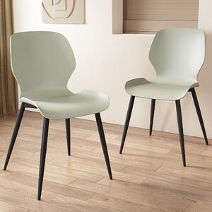 Arta Curved Plastic Dining Chairs In Pair - Green