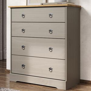 Consett Wooden Chest Of 4 Drawers - Grey Oak