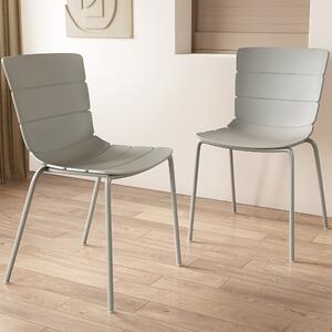 Arta Plastic Dining Chairs In Pair - Grey