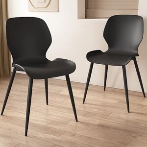 Arta Curved Plastic Dining Chairs In Pair - Black