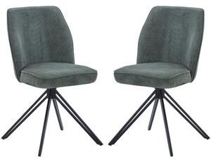 Arta Fabric Dining Chairs In Pair - Green