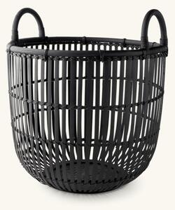 Basket - Bamboo/rattan. 39 x 35 x 43 cm. - Black - Søstrene Grene