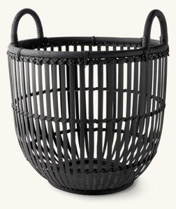 Basket - Bamboo/rattan. 34 x 32 x 39 cm. - Black - Søstrene Grene