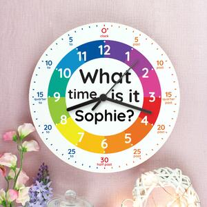 Personalised What Time Is It Wooden Wall Clock White