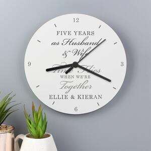 Personalised Anniversary Wooden Wall Clock White