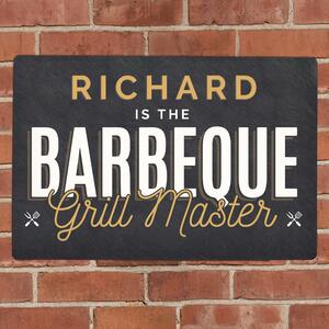 Personalised BBQ Grill Master Metal Sign Grey
