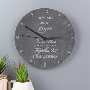 Personalised Anniversary Slate Wall Clock Grey