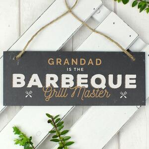 Personalised Barbeque Grill Master Printed Hanging Slate Plaque Blue