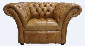 Chesterfield Armchair Buttoned Seat Old English Aniline Tan Leather In Balmoral Style