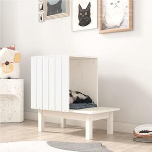 Cat House White 60x36x60 cm Solid Wood Pine