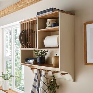 Churchgate Kitchen Wall Storage Unit with Plate Rack and Kitchen Roll Holder Natural