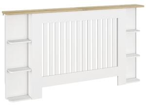 HOMCOM Radiator Cover with Open Storage Shelves, Vertical Slatted Cabinet Shelf Heater Cover for Living Room, Hallway, Large, White (H: 83 / W: 152 / D: 19 cm)