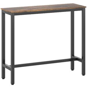 HOMCOM Rectangular Bar Table, Wood Effect Pub Coffee Table for Small Space, Breakfast Dining, Kitchen, Industrial, Rustic Brown