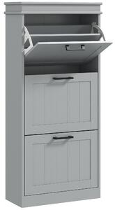 HOMCOM Three-Drawer Minimalistic Shoe Cabinet - Grey