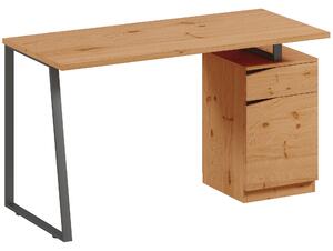 HOMCOM Computer Desk, Writing Desk with Cabinet, Drawer, Metal Legs, Work Table for Home Office Study, Natural Wood Finish