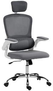 HOMCOM Mesh Back Office Chair, with Lumbar Support - Charcoal Grey