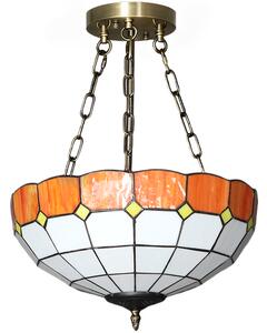 HOMCOM Tiffany Style Ceiling Light, Vintage Chandelier with 3 E27 Sockets, Semi Flush Mount for Living Room, Bulbs Not Included