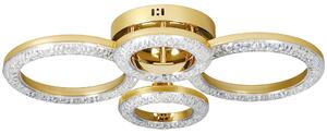 HOMCOM LED Ceiling Light, Modern 4 Rings Ceiling Lamp with Wall Switch Control, 40W 4350lm Flush Mount Ceiling Light with 3500K/4500K/6000K Colour Temperatures for Living Room, Bedroom, Gold Tone