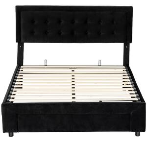 HOMCOM King Size Ottoman Bed Frame, with Front Drawer - Black