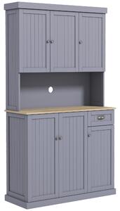 HOMCOM 180cm Freestanding Kitchen Cabinet, Modern Storage Cupboard with Open Countertop, Drawer and 6 Doors, Grey