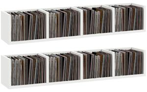 HOMCOM Wall Mount 84 CD / 56 DVD/Blu-ray/ Media Storage Rack 4 Cubes, Wooden Shelf Organiser Unit Bookcase Display, Set of 2, White