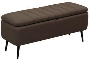 HOMCOM Linen-Look 92 x 31cm Storage Ottoman - Dark Brown