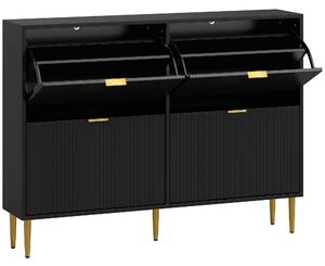 HOMCOM Narrow Shoe Cabinet with 4 Flip Drawers - Black