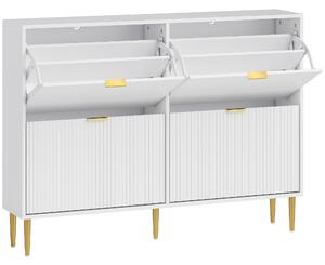 HOMCOM Narrow Shoe Cabinet with 4 Flip Drawers - White