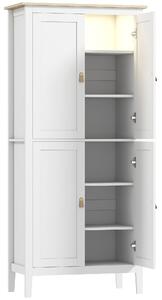 HOMCOM 176.5 cm Tall Pantry Cupboard with Motion Sensor LED Light - White