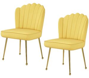 Set of 2 Velvet-Feel Shell Accent Chair - Yellow