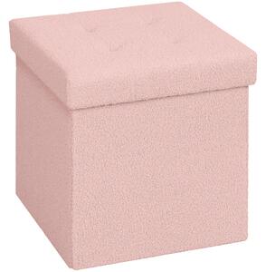 HOMCOM Foldable Sherpa Fleece Storage Ottoman - Pink