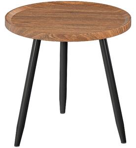 HOMCOM Modern Round Coffee Table with Steel Frame for Small Space, Sofa Beside, Living Room, Bedroom, Chestnut Wood Effect