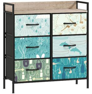 HOMCOM 6-Drawer Chest of Drawers - Blue