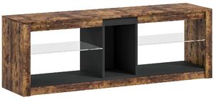 HOMCOM TV Stand Cabinet with LED Lights and Remote Control for TVs up to 65", Entertainment Centre with Storage Shelves and Compartment, Rustic Brown