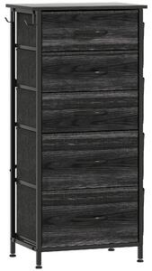 HOMCOM Chest of Five Fabric Drawers - Black
