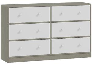 HOMCOM Chest of Drawers, Dresser with 6 Fabric Drawers - White and Grey