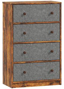 HOMCOM Chest of Drawers, Dresser with 4 Fabric Drawers - Grey and Rustic Brown
