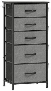 HOMCOM Chest of Five Fabric Drawers - Charcoal Grey